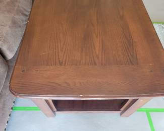 TWO SOLID WOOD END TABLES $25 EACH AND MATCHING COFFEE TABLE $35