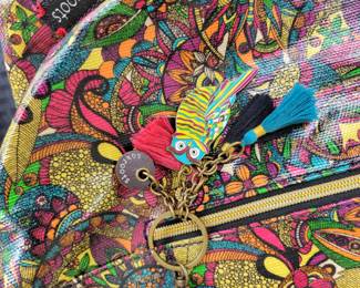 SAKROOTS Rainbow Spirit large handbag w/shoulder straps slouchy tote and matching wallet priced separately $30 and $15 respectively