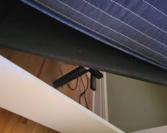 KING SERTA PERFECT SLEEPER PILLOW TOP MATTRESS W/HEAD ADJUSTABLE BASE AND FOAM MATTRESS TOPPER $500, TUFTED ASHLEY HEADBOARD, FOOT BOARD AND SIDE RAILS $150