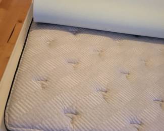 KING SERTA PERFECT SLEEPER PILLOW TOP MATTRESS W/HEAD ADJUSTABLE BASE AND FOAM MATTRESS TOPPER $500, TUFTED ASHLEY HEADBOARD, FOOT BOARD AND SIDE RAILS $150