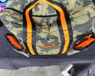 Woman's Handbags THINK ROYLN - The Highlander Duffel Bag w/ Trolly Sleeve- this bag is loaded with pockets and plenty of storage done in camo military green and bright orange/black accents. Description
Travel plans? If not, you'll definitely want to make them once you get your hands on this fab bag. With a convenient trolley sleeve and plenty of exterior pockets (and interior space!) this duffel bag keeps you organized (and looking so cute paired with your airport athleisure 'fit!). From Think Royln.
Style: The Highlander
Reversible strap, trolley sleeve, top zip entry, four zip pockets
Lined interior, zip pocket
Measures approximately 16" x 12.75" with a 52" strap; weighs 2.17 lbs
Shell 100% nylon; lining 100% polyesterOUR PRICE $40.00(list $99-$258 on ebay)