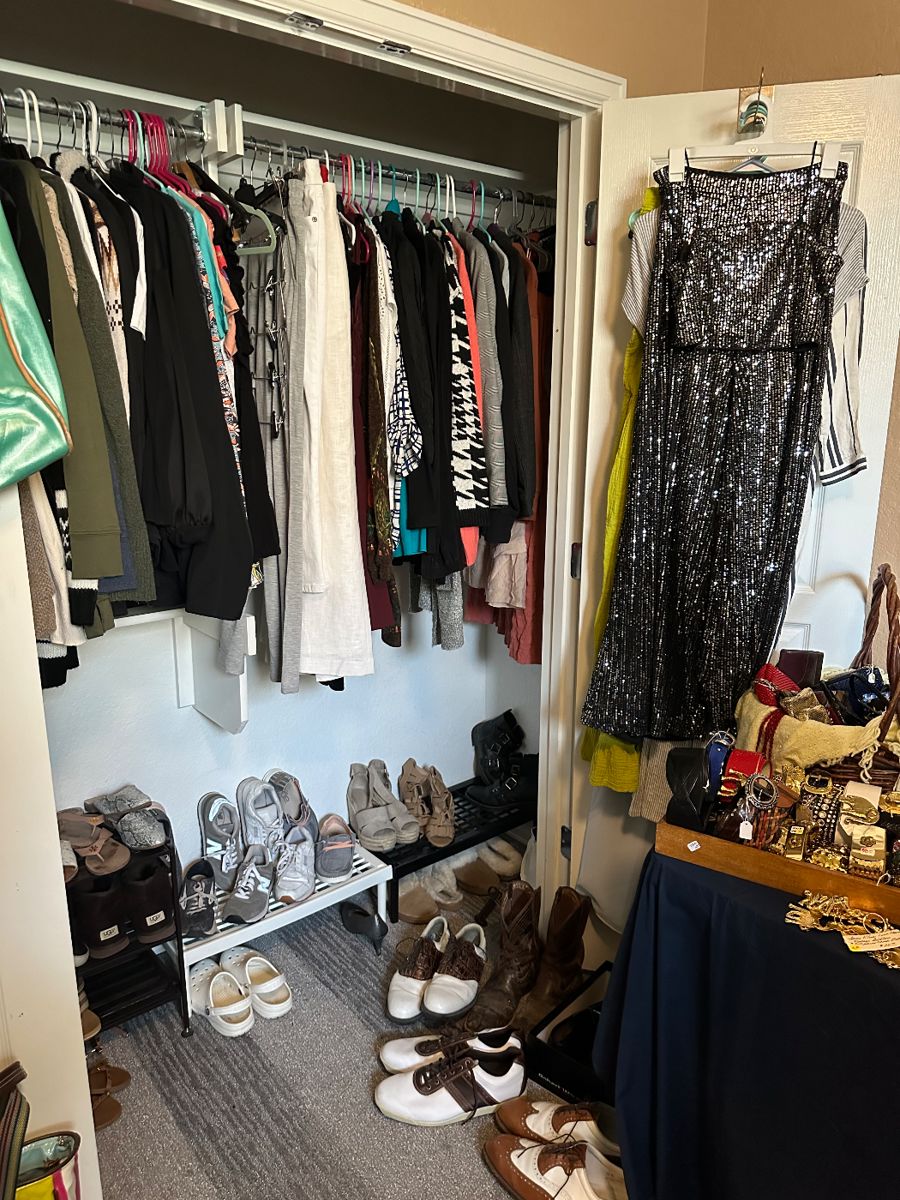 Vast selection of designer and casual clothing for women, men, and small children.