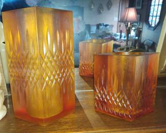 Sasha Brastoff Lucite candle holders MCM