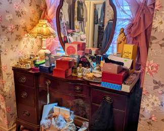 Antique vanity and mirror 