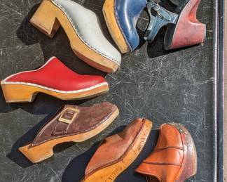 Clogs and wood healed shoes