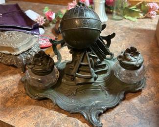 Victorian ink well with globe
