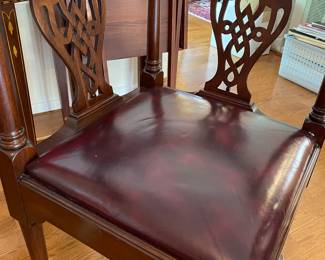 Leather covered corner chair