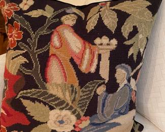 Pair of Asian needlepoint pillows