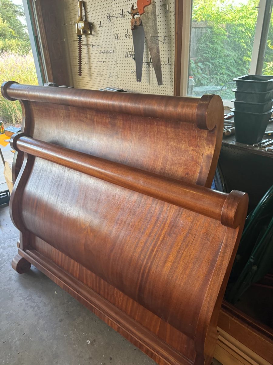 Cherry wood sleigh bedframe $75 OBO