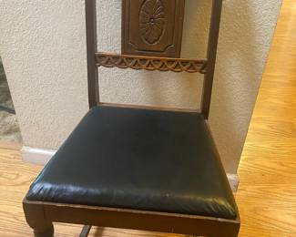 Spanish antique chair - leather and wood