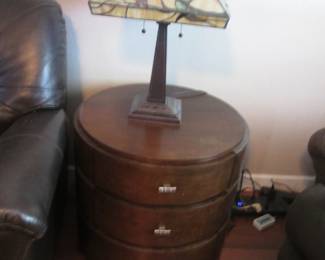 Thomasville 2-End Tables, 25" Diameter, 3-Drawers