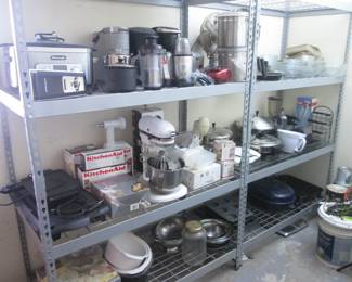 3-Metal Racks for Sale Filled with Small Appliances and Kitchen Items. (Look for Detail Photos)