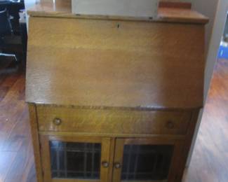 Drop-Front Desk, Lower Glass-Front Cabinet Doors. 29" X 16" X 48"