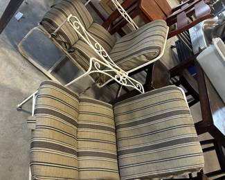 Choice of these excellent 2 white patio chairs with excellent cushions $50 each buy it right now price.