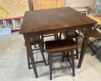 Buy it now, solid wood table and 4 benches $75 all.