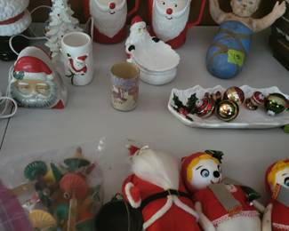 MCM Holt Howard Santa Claus teapots, vintage Santa, teeny tiny ceramic Christmas tree and more vintage