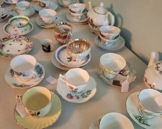 Antique bone china cup and saucer collection