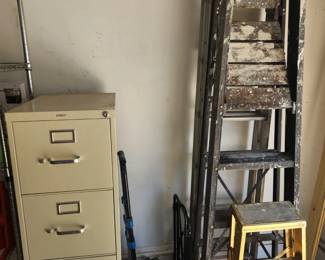 ladders and file cabinet