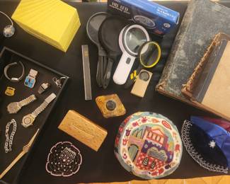 Antique and vintage books, watches, magnifying glasses, 