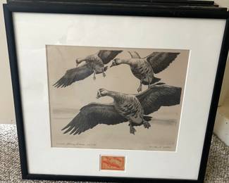 This duck stamp is important because the duck image on the stamp is the reverse of the artwork -