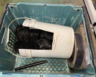 #6224 • Tote of Metal Discs & Metal Cutting Band Saw Blade