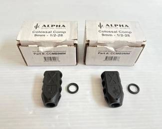 #1842 • (2) Alpha Shooting Sports Colossal Como 9mm - 1/2-28