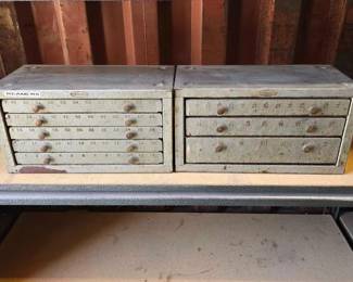 #6038 • (2) Vintage Huot Drill Index/ Drill Bit Cabinets