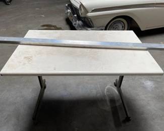 #2508 • Rolling Work Desk with Metal Beams
