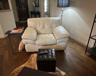 white leather oversize chair 