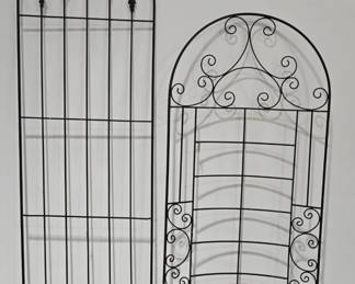Two Large Outdoor Metal Flower Plant Trellises