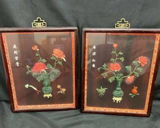 Pair Of Framed Chinese Jade Art