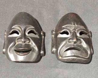 Pair Of Wooden Comedy and Tragedy Masks