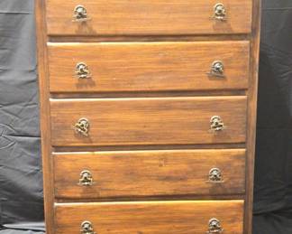 Vintage Wooden 5drawer Chest Of Drawers