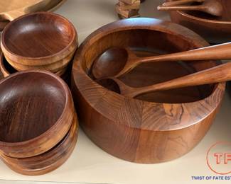 DANSK MCM Teak Wood Salad Bowl Set by JENS QUISTGAARD
