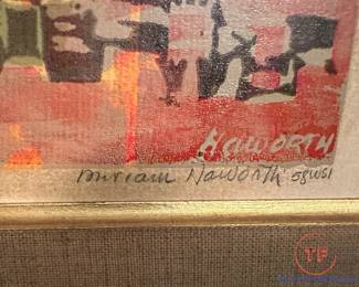 MIRIAM HAWORTH Abstract Composition Signed 1958 Print "Spectators"