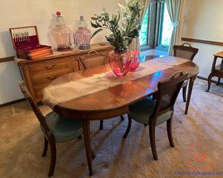 Dining Room Set with Mid Century HICKORY CHAIR CO Parlor Chairs
