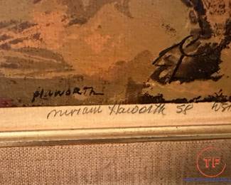 MIRIAM HAWORTH Abstract Composition Signed 1958 Print "Sunset Bull"