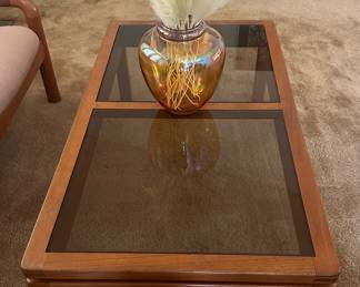 Mid Century Danish Modern Teak and Glass Coffee Table Attributed to KRISTIANSEN THOMASSEN