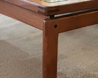 Mid Century Danish Modern Teak and Glass Coffee Table Attributed to KRISTIANSEN THOMASSEN