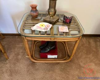 Vintage BROWN JORDAN Rattan Side / Coffee Table