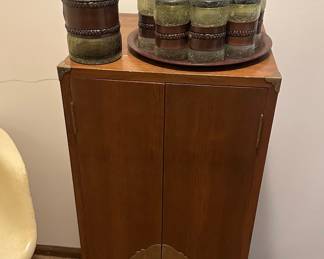 Chinese Teak Dry Bar with Brass Accent Pulls 