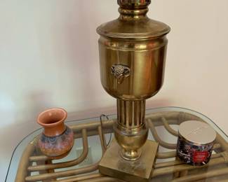 Vintage Brass MCM Hollywood Regency Table Lamp