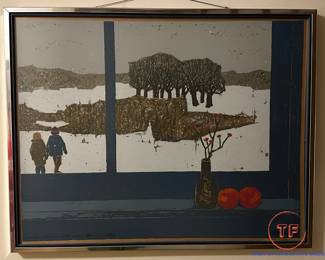 BARTEK 1971 Signed Limited Edition Serigraph "December Window with Wahoo Berries"