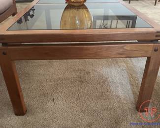 Mid Century Danish Modern Teak and Glass Coffee Table Attributed to KRISTIANSEN THOMASSEN