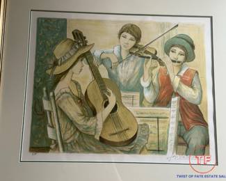 JACQUES LALANDE Artist Proof "Concerto à la Chaise Blanche" Signed Lithograph