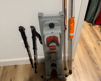 Hiking poles, gun cleaning kit