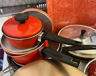 1970's Sears Red Porcelain Enamel Cookware
