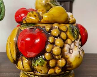 Ardco Japan Glazed Fruit Bowl with Lid Cookie Jar