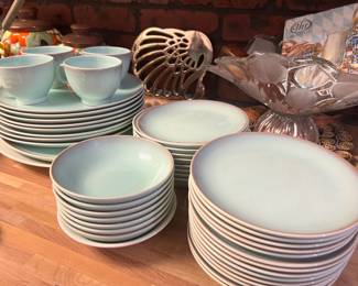 1950's MCM Taylor Smith & Taylor Versatile Mint Green Dinnerware Set
