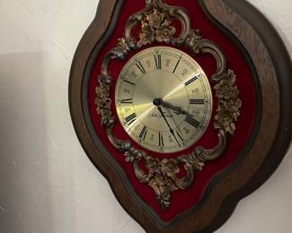 Seth Thomas Baroque Red Velvet Wall Clock